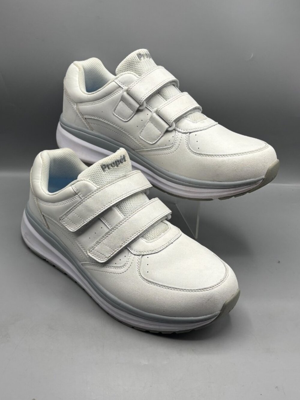 Propét Ultima Strap Walking Shoes Men's Leather 14 White Padded Collar MAA363L